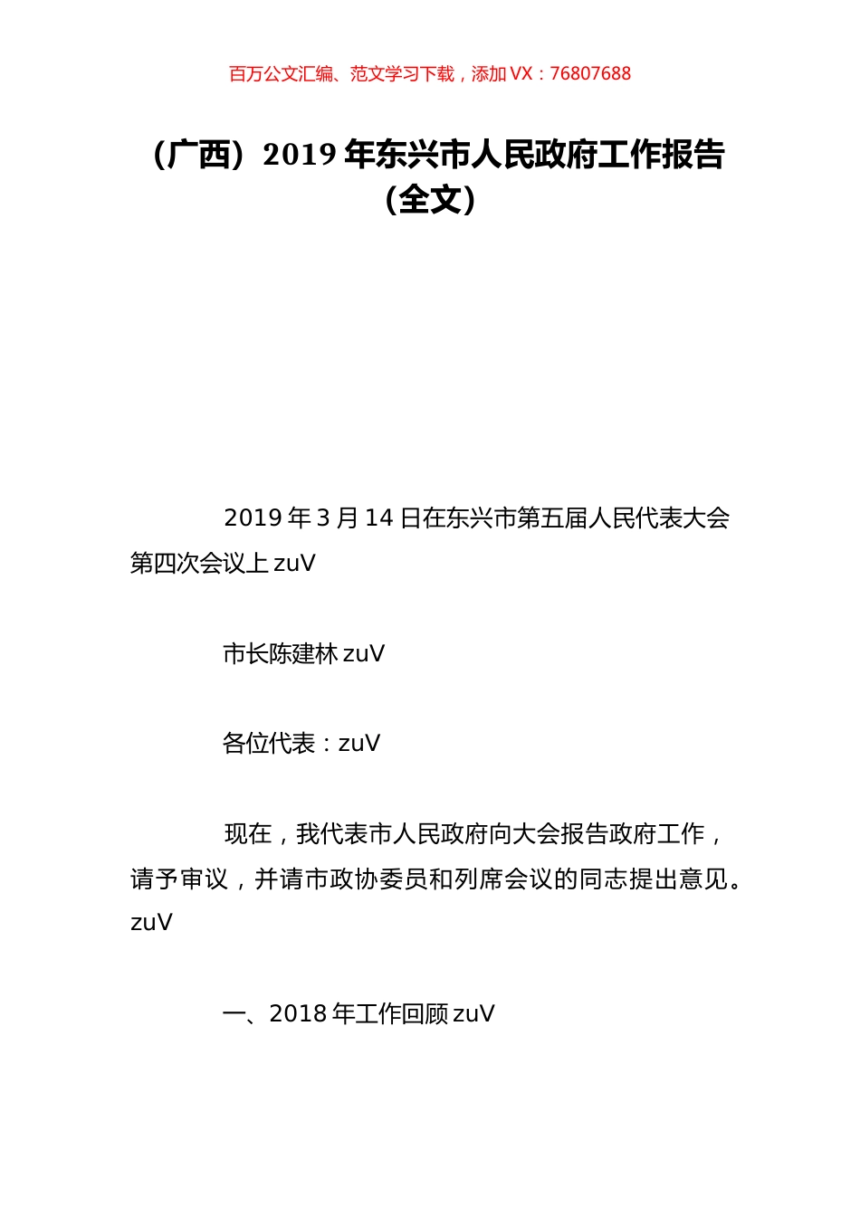 （广西）2019年东兴市人民政府工作报告（全文）.doc_第1页