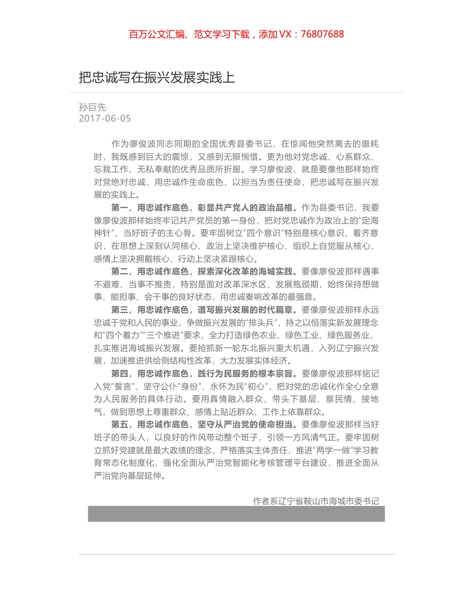 把忠诚写在振兴发展实践上.docx_第1页