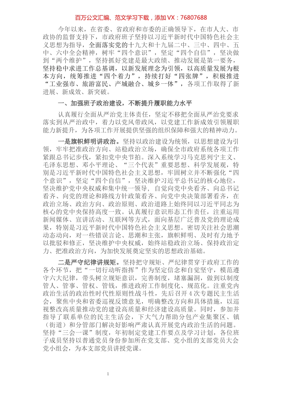2021年市政府班子工作总结.docx_第1页