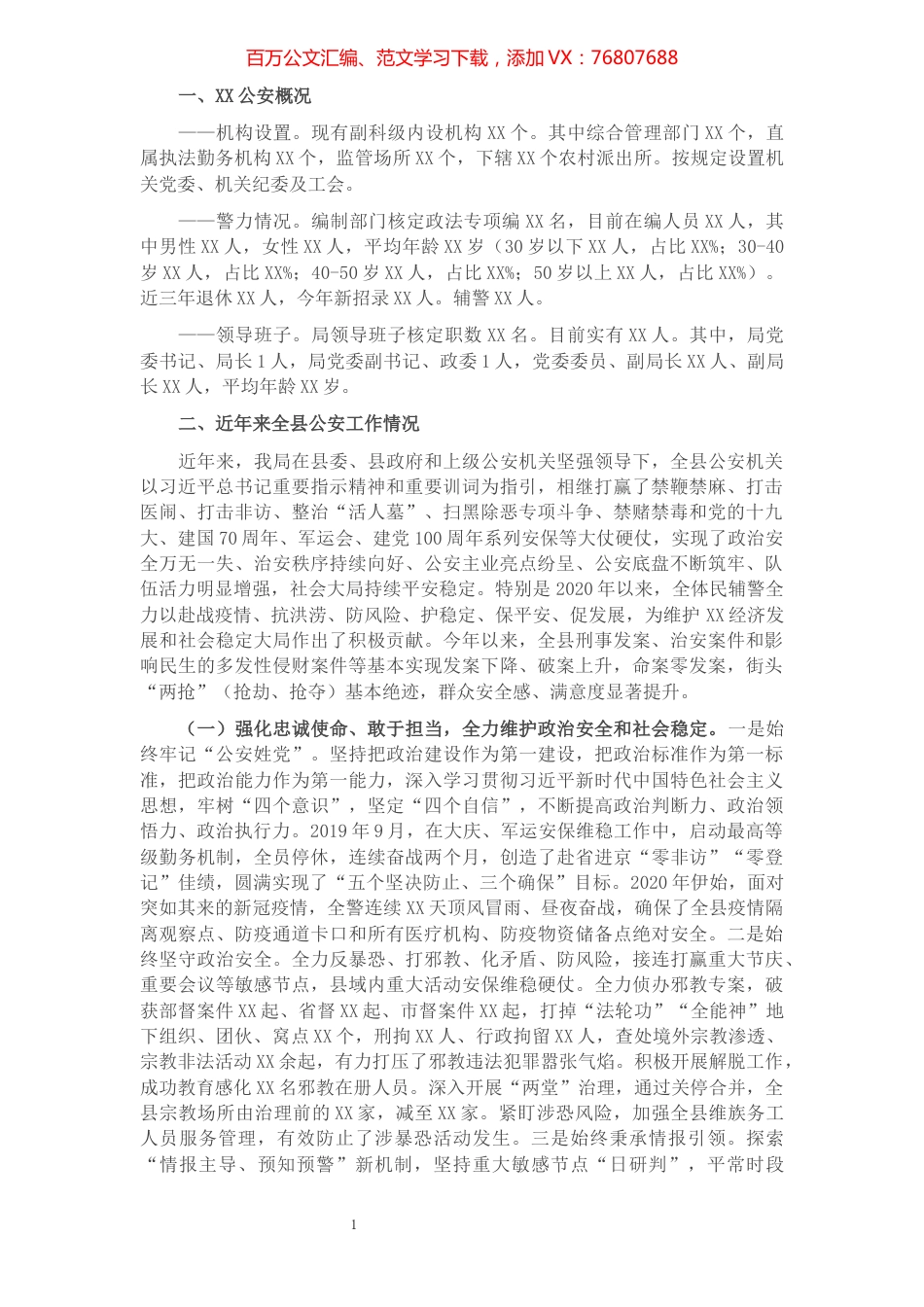 公安工作情况汇报​​​​​​​​​​​​​.docx_第1页