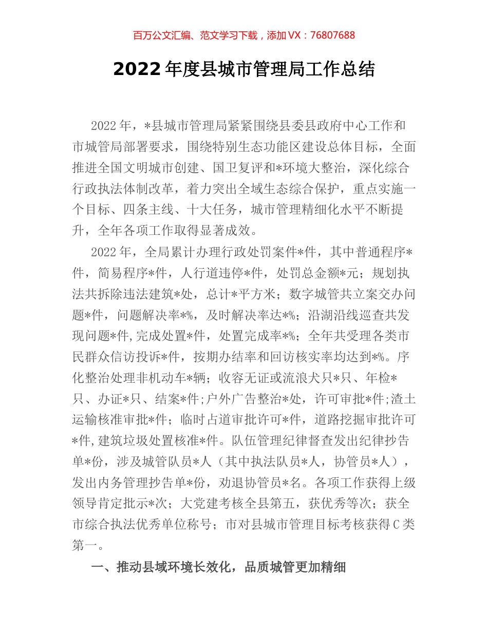 2022年度县城市管理局工作总结.docx_第1页