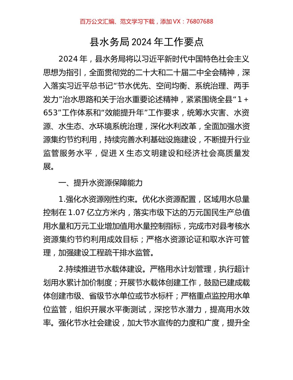 县水务局2024年工作要点.docx_第1页