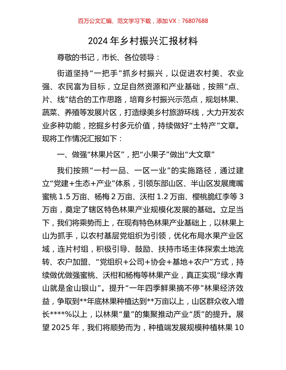 2024年乡村振兴汇报材料.docx_第1页