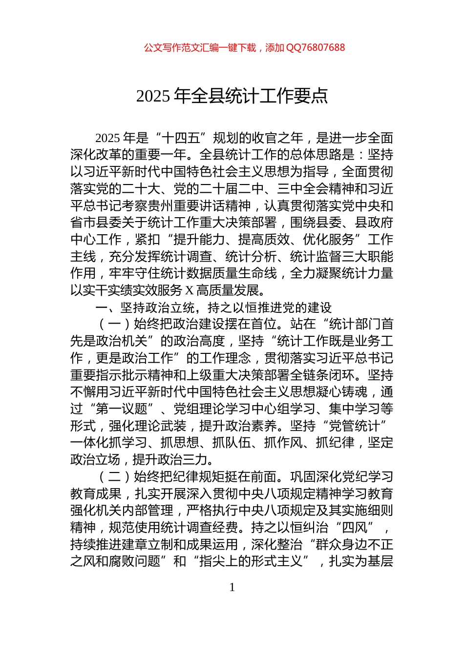 2025年全县统计工作要点_第1页