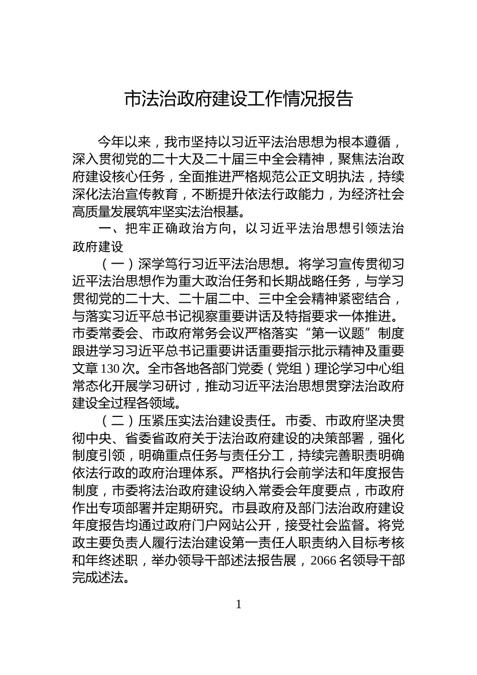 市法治政府建设工作情况报告_第1页