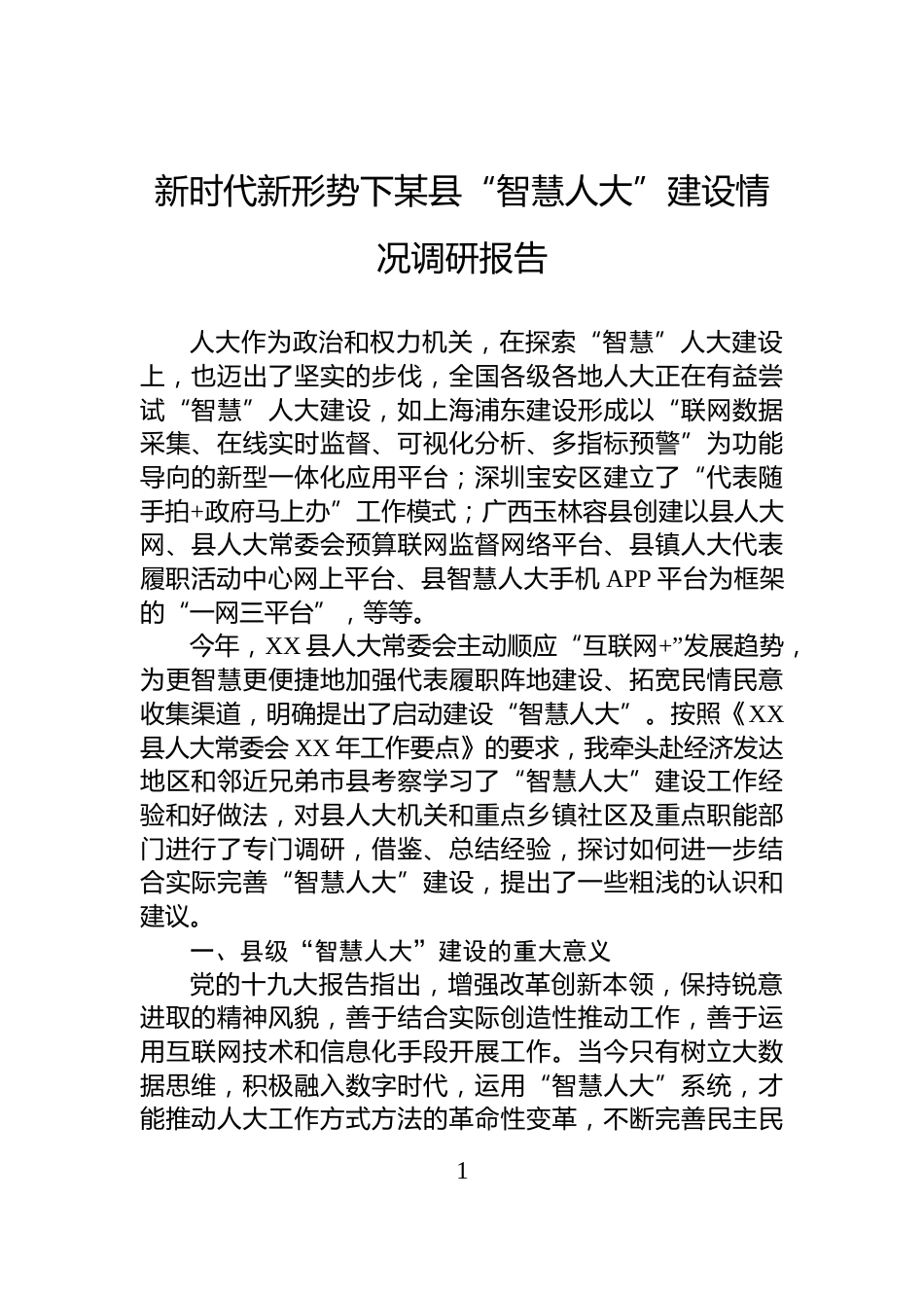 新时代新形势下某县“智慧人大”建设情况调研报告_第1页