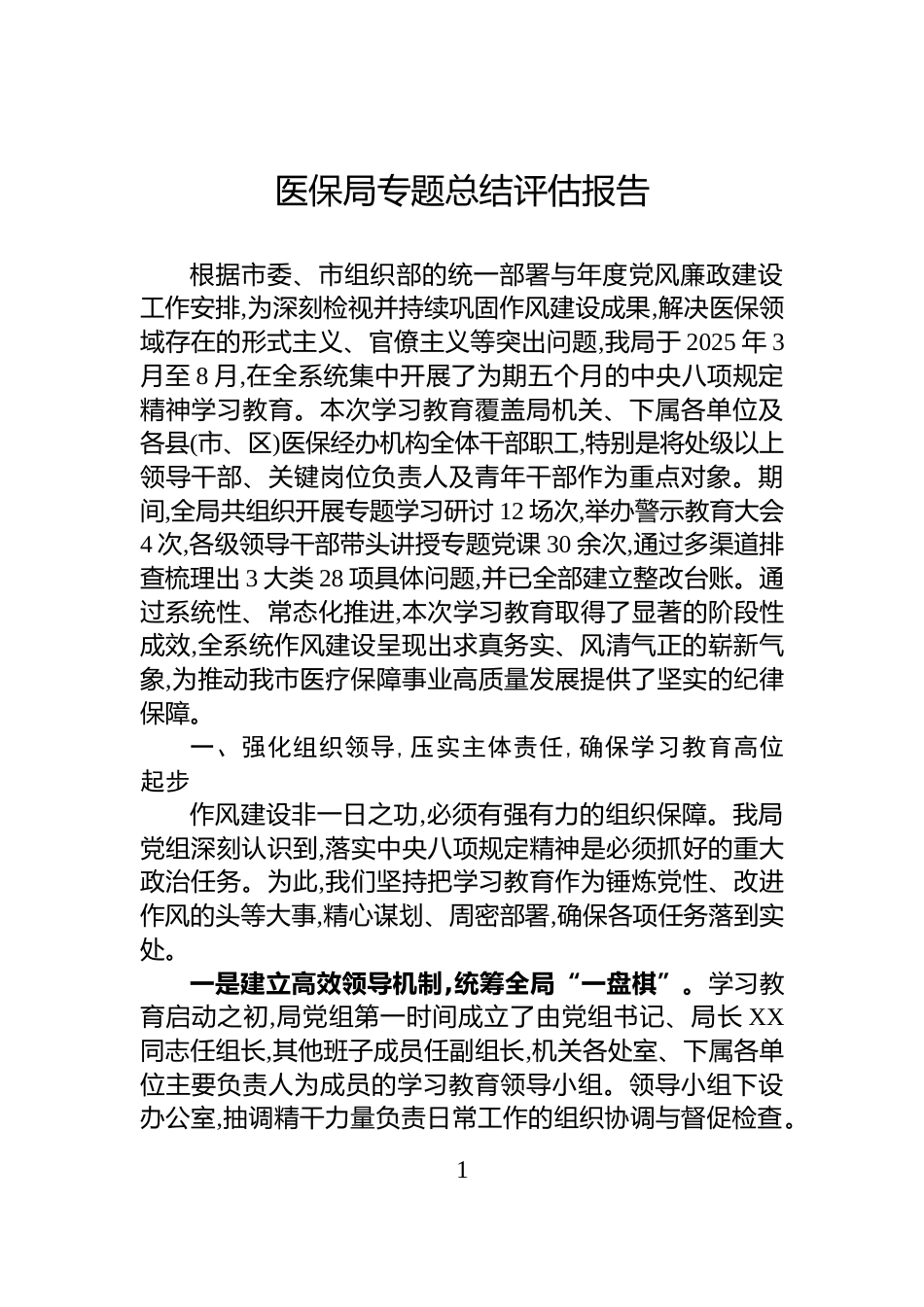 医保局专题总结评估报告_第1页
